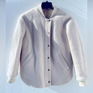 & Other Stories, Ivory, Wool Boucle Bomber Jacket, US 4